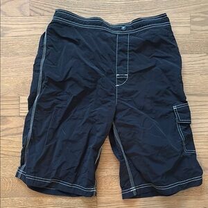Lands' End Navy Blue Elastic Waistband Swim Shorts